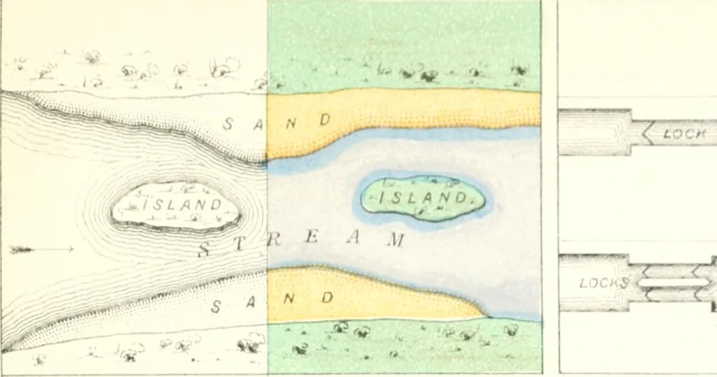An illustration from The draughtsman's handbook of plan and map drawing, including instructions for the preparation of engineering, architectural, and mechanical drawings, 1874, leaf 191