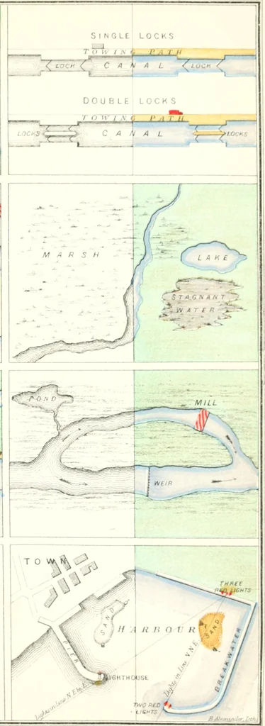 An illustration from The draughtsman's handbook of plan and map drawing, including instructions for the preparation of engineering, architectural, and mechanical drawings, 1874, leaf 191