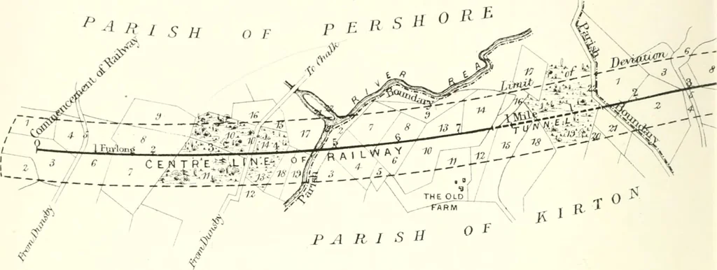 An illustration from The draughtsman's handbook of plan and map drawing, including instructions for the preparation of engineering, architectural, and mechanical drawings, 1874, leaf 210