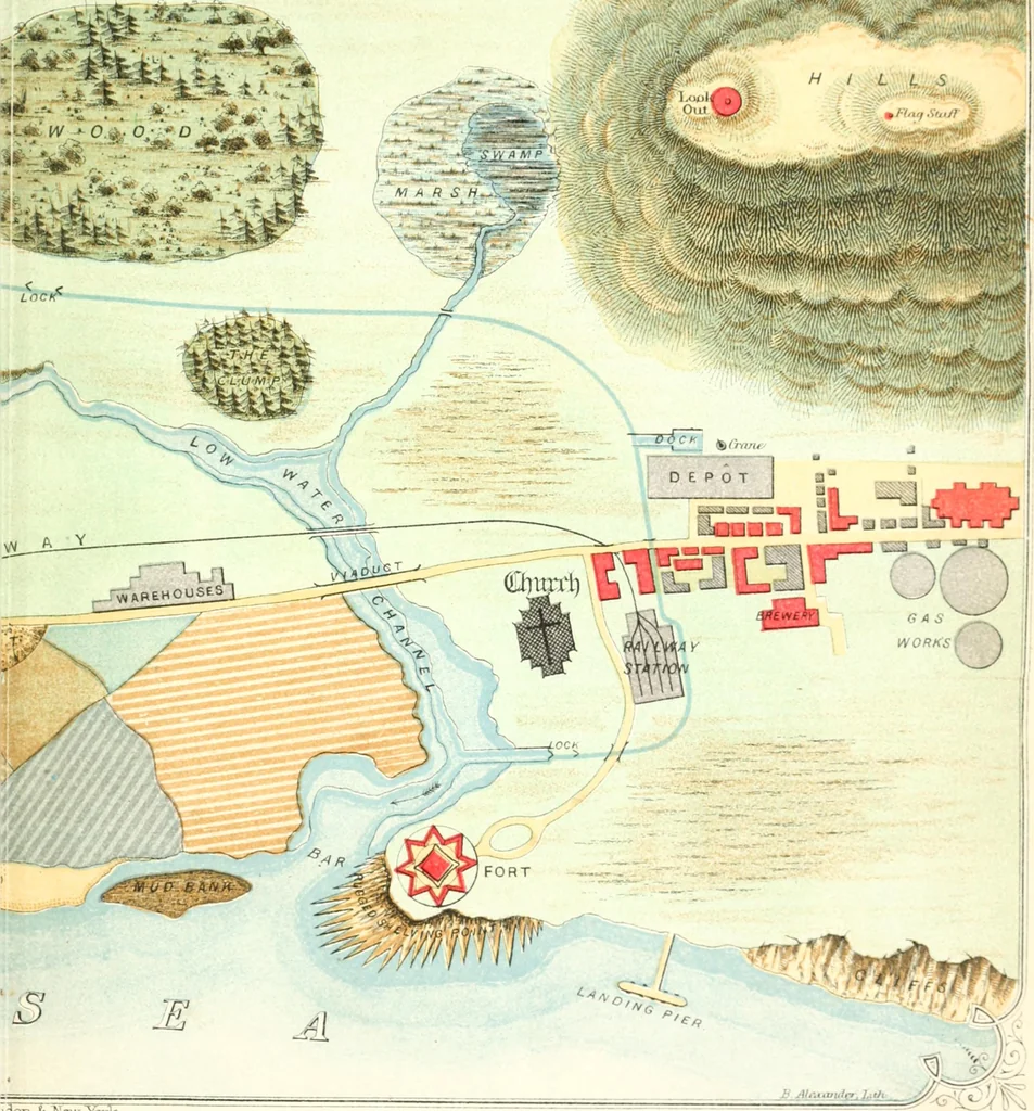 An illustration from The draughtsman's handbook of plan and map drawing, including instructions for the preparation of engineering, architectural, and mechanical drawings, 1874, leaf 9