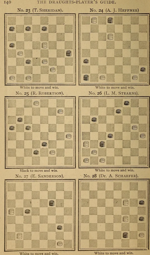 An illustration from The draughts-player's guide and companion : a guide to the student, and a companion for the advanced player, 1890, leaf 147