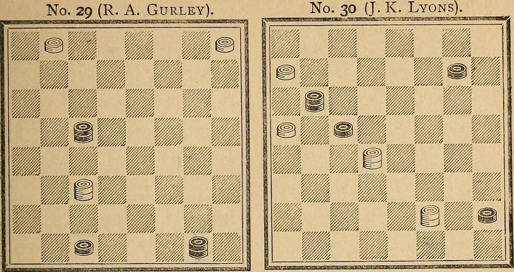 An illustration from The draughts-player's guide and companion : a guide to the student, and a companion for the advanced player, 1890, leaf 148