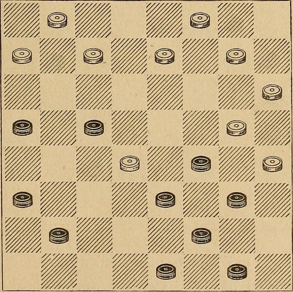An illustration from The draughts-player's guide and companion : a guide to the student, and a companion for the advanced player, 1890, leaf 164