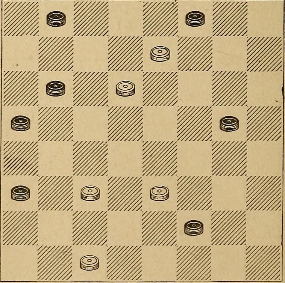 An illustration from The draughts-player's guide and companion : a guide to the student, and a companion for the advanced player, 1890, leaf 165