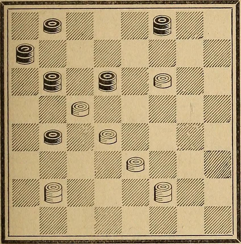 An illustration from The draughts-player's guide and companion : a guide to the student, and a companion for the advanced player, 1890, leaf 172