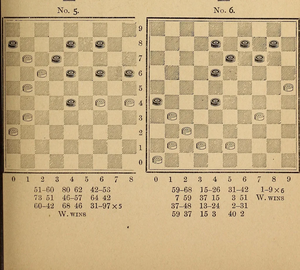 An illustration from The draughts-player's guide and companion : a guide to the student, and a companion for the advanced player, 1890, leaf 186