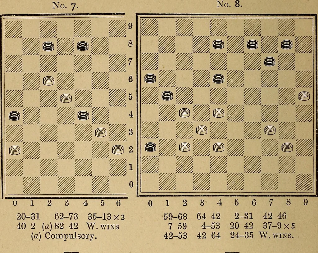 An illustration from The draughts-player's guide and companion : a guide to the student, and a companion for the advanced player, 1890, leaf 187