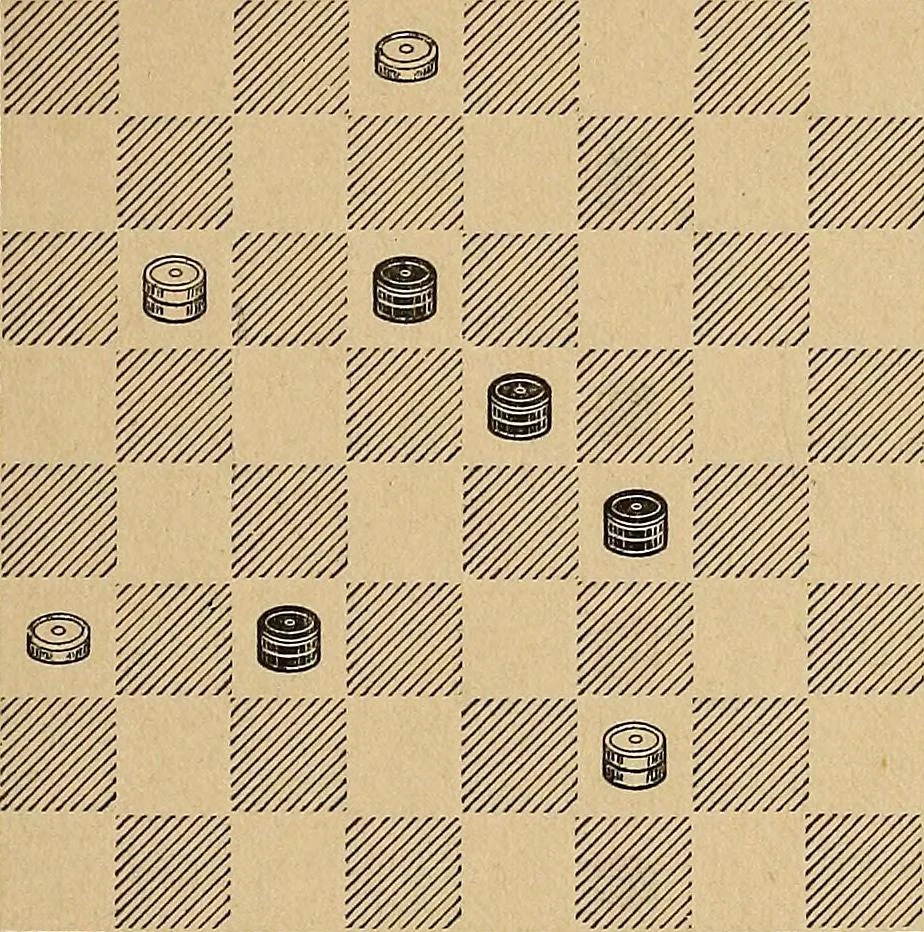 An illustration from The draughts-player's guide and companion : a guide to the student, and a companion for the advanced player, 1890, leaf 58