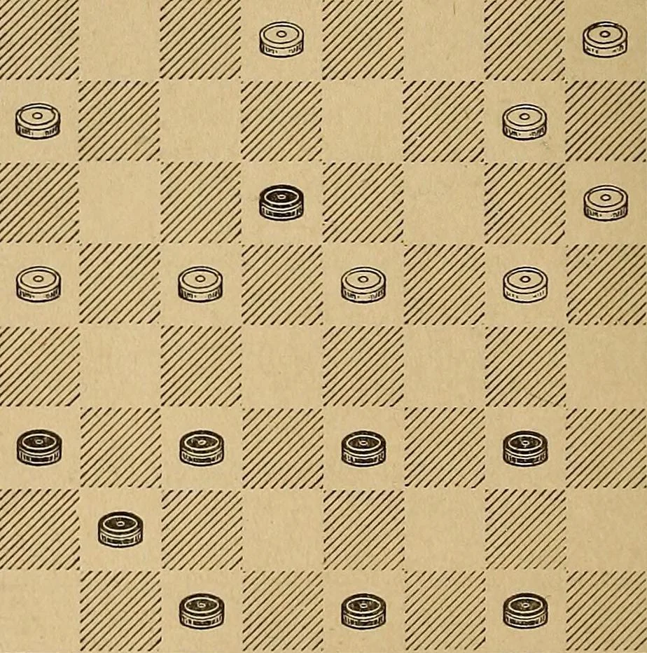An illustration from The draughts-player's guide and companion : a guide to the student, and a companion for the advanced player, 1890, leaf 89