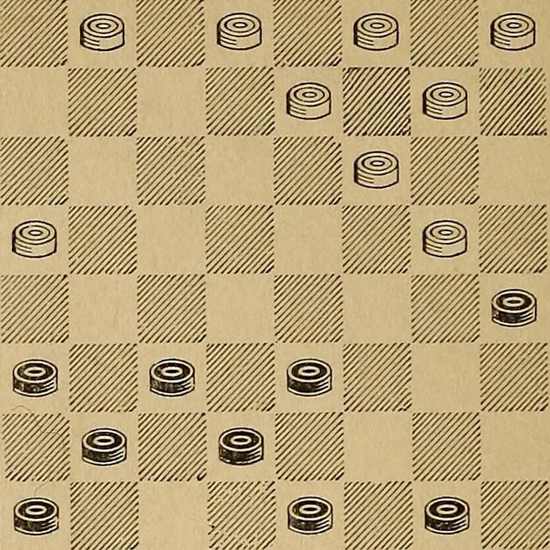 An illustration from The draughts-player's guide and companion : a guide to the student, and a companion for the advanced player, 1890, leaf 93