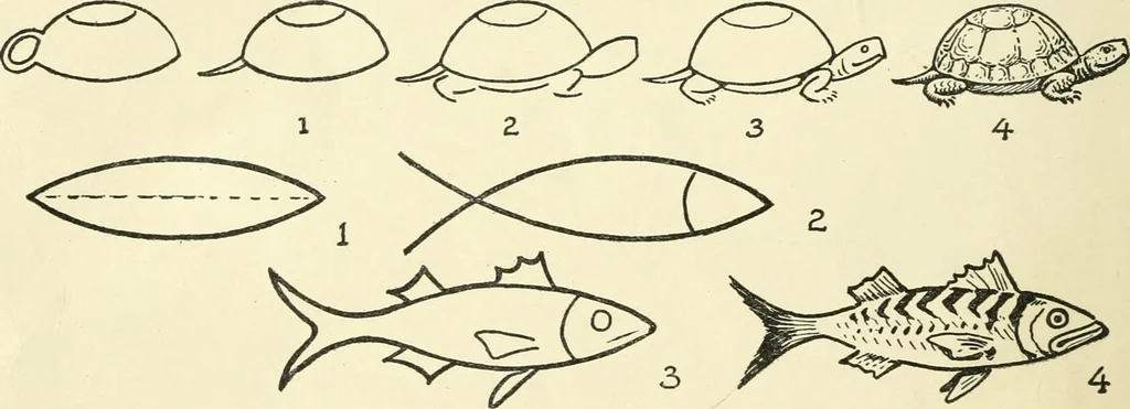 An illustration from Drawing made easy : a helpful book for young artists; the way to begin and finish your sketches, clearly shown step by step, 1921, leaf 56