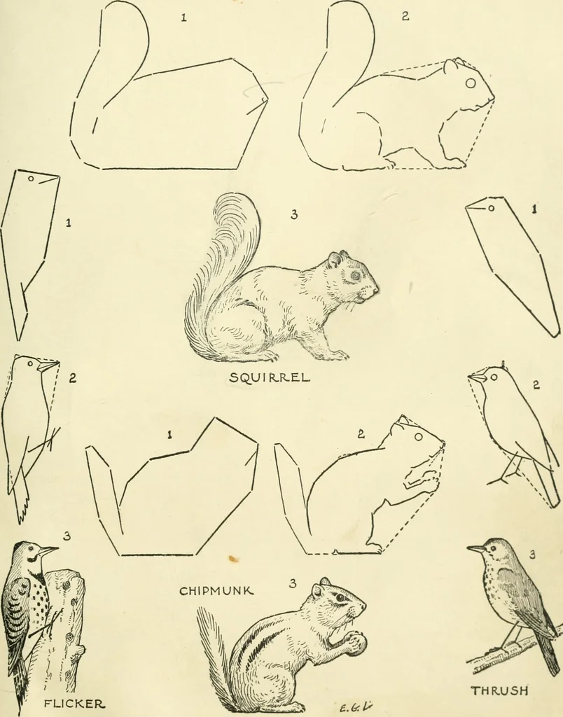 An illustration from Drawing made easy : a helpful book for young artists; the way to begin and finish your sketches, clearly shown step by step, 1921, leaf 57