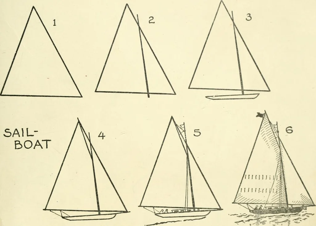 An illustration from Drawing made easy : a helpful book for young artists; the way to begin and finish your sketches, clearly shown step by step, 1921, leaf 65