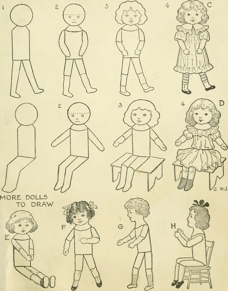 An illustration from Drawing made easy : a helpful book for young artists; the way to begin and finish your sketches, clearly shown step by step, 1921, leaf 69