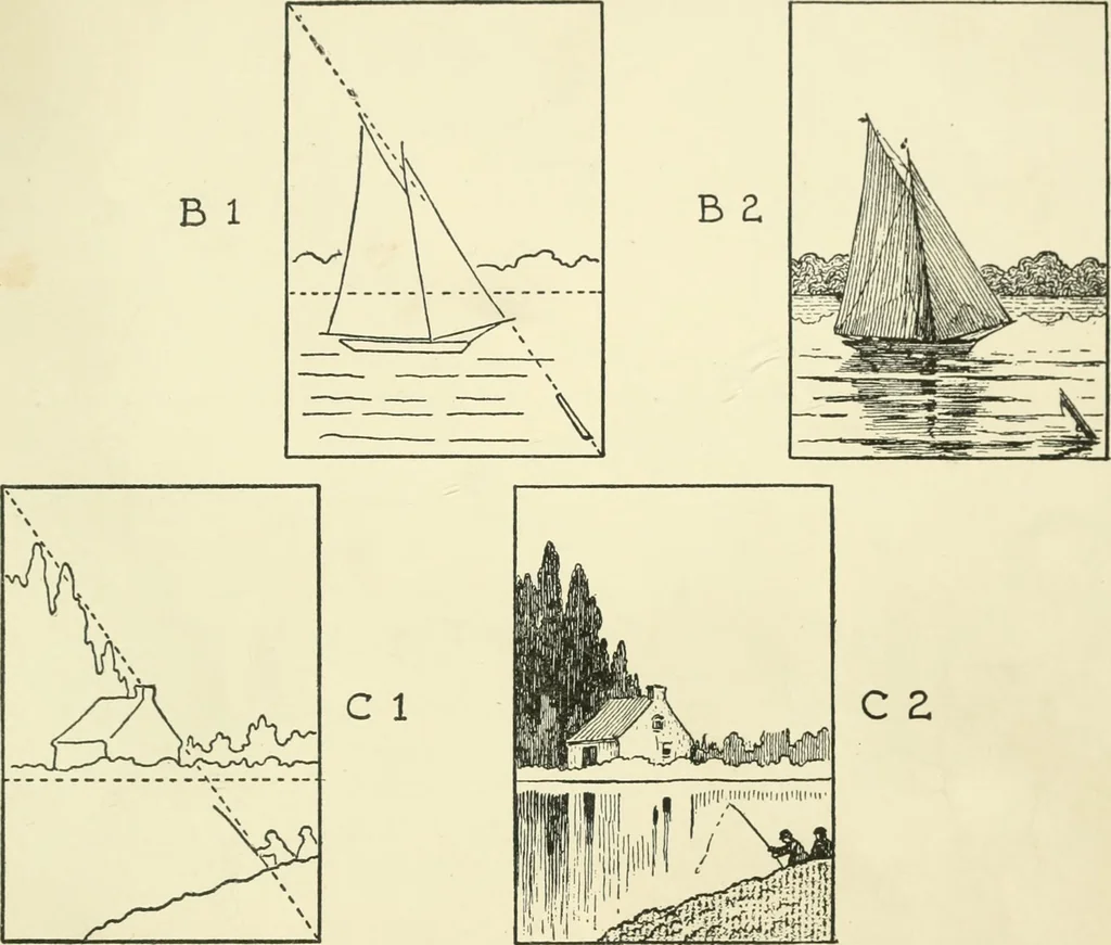An illustration from Drawing made easy : a helpful book for young artists; the way to begin and finish your sketches, clearly shown step by step, 1921, leaf 93