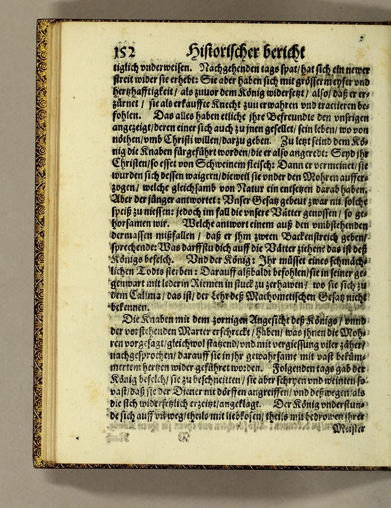 An illustration from Drey newe relationes. Erste, auss Japoñ, was sich darinn, so wol in geist-als weltlichen sachen im jahr Christi 1606. denkwürdigs zugetragen. Andere, von missionibus oder reisen, so etliche priester der Societet Jesu, im jar 1607. in das königreich Mexico angestelt. Dritte, von ableiben dess mächtigen königs Mogor, vnd wie nach selbigem in seinem reich das religion vnd politisch wesen beschaffen, 1611, leaf 166