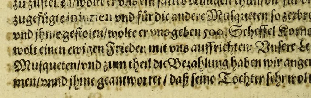 An illustration from Dreyzehente Schiffahrt darinnen ein Warhafftiger vnd Gründtlicher Bericht, von dem jtzigen Zustandt der Landtschafft Virginien; : auch wie nunmehr der Friede mit den Indianern beschlossen: vnd wie etliche Stätte vnd Vestunge alda zum Schutz des Landts von den Engelischen auffgebawet worden. Sampt einer Relation, wie König Powhatans in Virginien Tochter, Pocahuntas genant, Christlichen getaufft vnd mit einem Engelischen verheurahtet worden, sehr anmütig zu lesen, &c., 1617, leaf 22