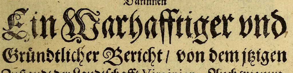 An illustration from Dreyzehente Schiffahrt darinnen ein Warhafftiger vnd Gründtlicher Bericht, von dem jtzigen Zustandt der Landtschafft Virginien; : auch wie nunmehr der Friede mit den Indianern beschlossen: vnd wie etliche Stätte vnd Vestunge alda zum Schutz des Landts von den Engelischen auffgebawet worden. Sampt einer Relation, wie König Powhatans in Virginien Tochter, Pocahuntas genant, Christlichen getaufft vnd mit einem Engelischen verheurahtet worden, sehr anmütig zu lesen, &c., 1617, leaf 9