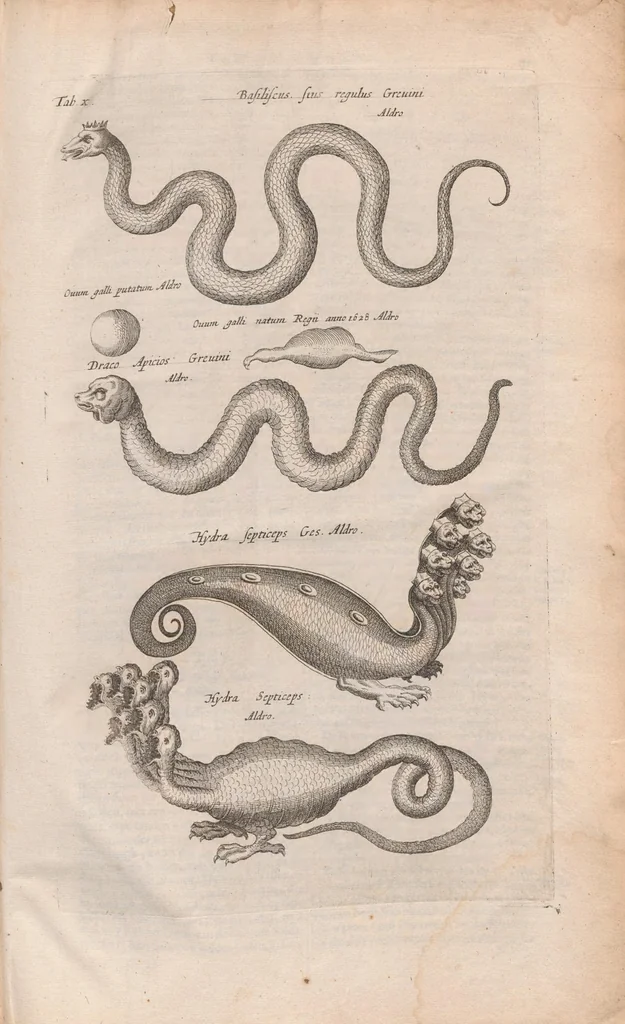 An illustration from Dr I. Ionstons beschrijving van de natuur der gekerfde of kronkel-dieren, slangen en draken. Neffens haer beeldenissen in oper gesneden., 1660, leaf 273
