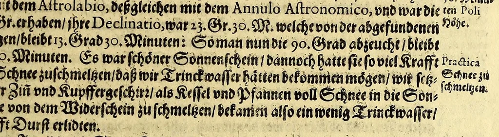 An illustration from Dritter Theil Indiae Orientalis, darinnen erstlich das ander Theil der Schifffahrten Johann Huygens von Lintschotten auss Holland, so er in Orient gethan, begriffen, vnd fürnemlich alle Gelegenheit derselbigen Landen, Insulen, Meerpforten, &c. so vnterwegen auffstossen, vnd dann in India fürkommen, wie auch alles, was der Author allda im Land, vnd nachmals auff seiner Widerreyse nach Holland gesehen vnd erfahren, eygendlich beschrieben wirt. : II. Der Holländer Schifffahrt in die Orientalische Insulen, Javan vnd Sumatra, sampt Sitten, Leben vnd Superstition, &c. der Völcker. III. Drey Schifffahrten der Holländer nach obermelten Indien, durch das Mittnächtige oder Eiss Meer, darinnen viel vnerhörte Abenthewr. Alles auffs trewlichst von neuwem auss den Niderländischen Exemplarien in Hochteutsch bracht, vnd in guter Disposition zusammen gefügt., 1616, leaf 235