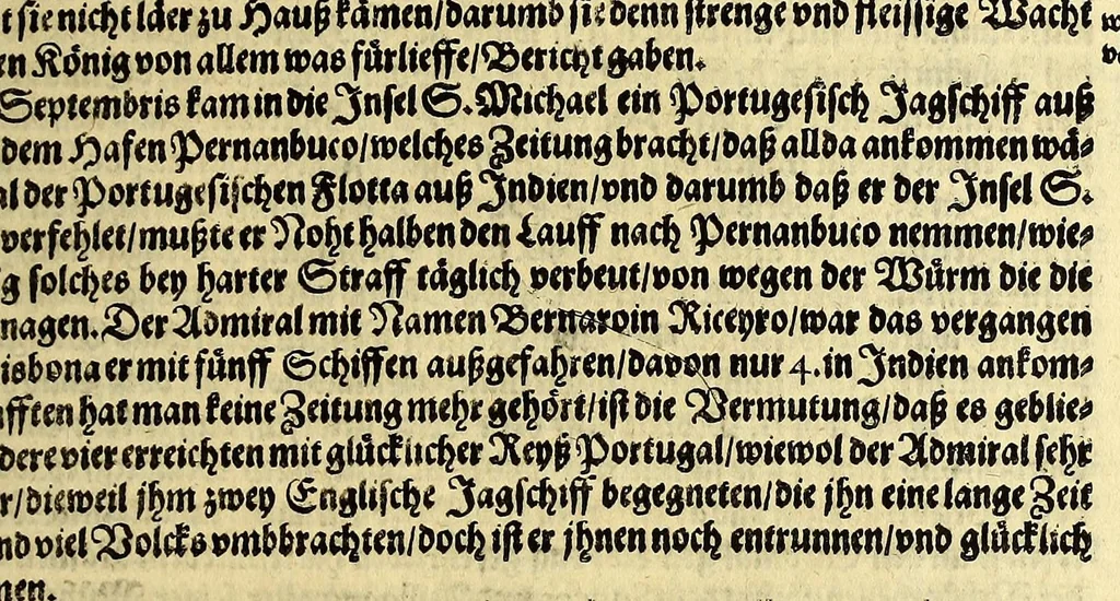 An illustration from Dritter Theil Indiae Orientalis, darinnen erstlich das ander Theil der Schifffahrten Johann Huygens von Lintschotten auss Holland, so er in Orient gethan, begriffen, vnd fürnemlich alle Gelegenheit derselbigen Landen, Insulen, Meerpforten, &c. so vnterwegen auffstossen, vnd dann in India fürkommen, wie auch alles, was der Author allda im Land, vnd nachmals auff seiner Widerreyse nach Holland gesehen vnd erfahren, eygendlich beschrieben wirt. : II. Der Holländer Schifffahrt in die Orientalische Insulen, Javan vnd Sumatra, sampt Sitten, Leben vnd Superstition, &c. der Völcker. III. Drey Schifffahrten der Holländer nach obermelten Indien, durch das Mittnächtige oder Eiss Meer, darinnen viel vnerhörte Abenthewr. Alles auffs trewlichst von neuwem auss den Niderländischen Exemplarien in Hochteutsch bracht, vnd in guter Disposition zusammen gefügt., 1616, leaf 91