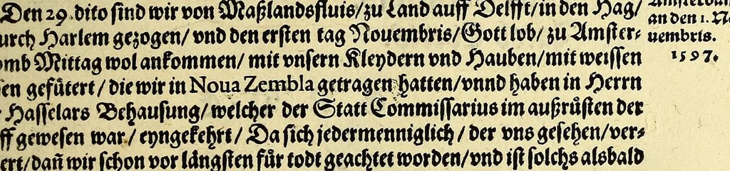 An illustration from Dritter Theil Indiae Orientalis, darinnen erstlich das ander Theil der Schifffahrten Joann Huygens von Lintschotten auss Hollandt, so er in Orient gethan, begriffen, vnd fürnemlich alle gelegenheit derselbigen Landen, Insulen, Meerpforten, &c. so vnterwegen auffstossen, vnd dann in India fürkommen, wie auch alles, was der Author allda im Landt, vnd nachmals auff seiner Widerreyse nach Hollandt gesehen vnd erfahren, eygentlich beschrieben wirdt. : II. Der Holländer Schifffahrt in die Orientalische Insulen, Iauan vnd Sumatra, sampt Sitten, Leben vnd Superstition, &c. der Völcker. III. Drey Schifffahrten der Holländer nach obermeldten Indien, durch das Mittnächtigsche oder Eissmeer, darinnen viel vnerhörte Ebentewer. Alles auffs trewlichst von neuwem auss den Niderländischen Exemplarien in Hochteutsch Bracht, vnd in guter Disposition zusammen gefügt. Sampt vielen schönen künstlichen Figurn, vnd Landtafeln, in Kupffer gestochen, vnd an Tag geben, durch Io. Theodor vnd. Io. Israel de Bry, Gebrüder, 1599, leaf 269