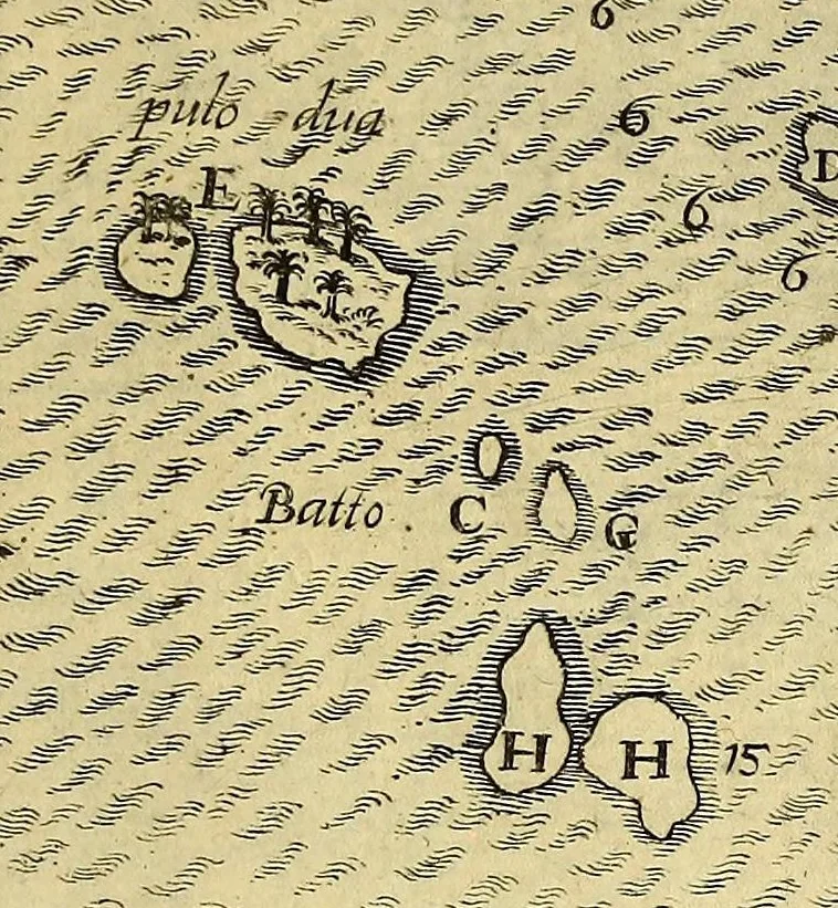 An illustration from Dritter Theil Indiae Orientalis, darinnen erstlich das ander Theil der Schifffahrten Joann Huygens von Lintschotten auss Hollandt, so er in Orient gethan, begriffen, vnd fürnemlich alle gelegenheit derselbigen Landen, Insulen, Meerpforten, &c. so vnterwegen auffstossen, vnd dann in India fürkommen, wie auch alles, was der Author allda im Landt, vnd nachmals auff seiner Widerreyse nach Hollandt gesehen vnd erfahren, eygentlich beschrieben wirdt. : II. Der Holländer Schifffahrt in die Orientalische Insulen, Iauan vnd Sumatra, sampt Sitten, Leben vnd Superstition, &c. der Völcker. III. Drey Schifffahrten der Holländer nach obermeldten Indien, durch das Mittnächtigsche oder Eissmeer, darinnen viel vnerhörte Ebentewer. Alles auffs trewlichst von neuwem auss den Niderländischen Exemplarien in Hochteutsch Bracht, vnd in guter Disposition zusammen gefügt. Sampt vielen schönen künstlichen Figurn, vnd Landtafeln, in Kupffer gestochen, vnd an Tag geben, durch Io. Theodor vnd. Io. Israel de Bry, Gebrüder, 1599, leaf 301