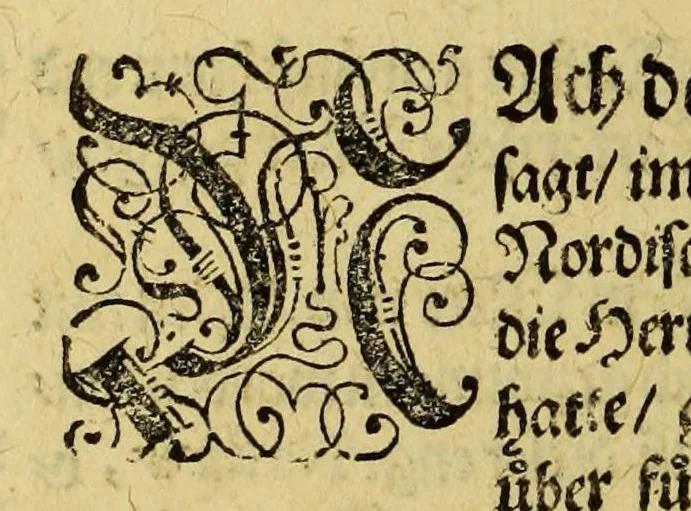 An illustration from Dritte Theil, Warhafftige Relation[.] Der dreyen newen vnerhörten, seltzamen Schifffahrt, so die holländische vnd seeländische Schiff gegen Mitternacht, drey Jahr nach einander, als Anno 1594. 1595. vnd 1596. verricht. : Wie sie Nordwegen, Lappiam, Biarmiam, vnd Russiam, oder Moscoviam (vorhabens ins Königreich Cathay vnd China zu kommen) vmbgesegelt haben. Auch wie sie das Fretum Nassoviae, Waygats, Novam Semblam, vnd das Landt vnter dem 8o. Gradu Latitud. so man vermeint das Gronland sey, gefunden: vnd was für gefahr, der erschrecklichen Bärn, Meerwunder, vnd dem Eyss, sie aussgestanden., 1612, leaf 70