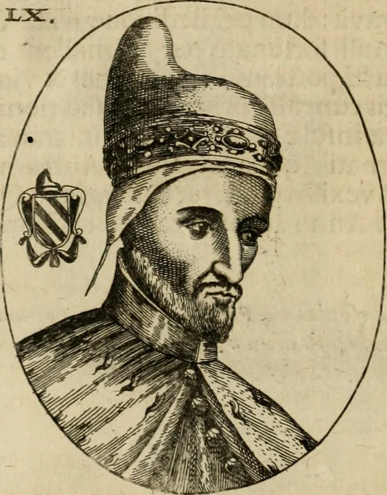 An illustration from Fasti ducales ab Anafesto I. ad Silvestrum Valerium Venetorum ducem : cum eorum iconibus, insignibus, nummismatibus publicis, & privatis aere sculptis : inscriptionibus ex aula M. Consilii, ac sepulchralibus : adiectae sunt adnotationes, ad vitam cuiusque principis, rerum, quae omissae fuerant, 1696, leaf 145