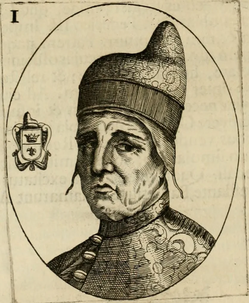 An illustration from Fasti ducales ab Anafesto I. ad Silvestrum Valerium Venetorum ducem : cum eorum iconibus, insignibus, nummismatibus publicis, & privatis aere sculptis : inscriptionibus ex aula M. Consilii, ac sepulchralibus : adiectae sunt adnotationes, ad vitam cuiusque principis, rerum, quae omissae fuerant, 1696, leaf 17