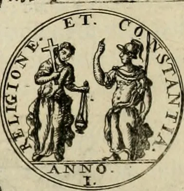 An illustration from Fasti ducales ab Anafesto I. ad Silvestrum Valerium Venetorum ducem : cum eorum iconibus, insignibus, nummismatibus publicis, & privatis aere sculptis : inscriptionibus ex aula M. Consilii, ac sepulchralibus : adiectae sunt adnotationes, ad vitam cuiusque principis, rerum, quae omissae fuerant, 1696, leaf 291