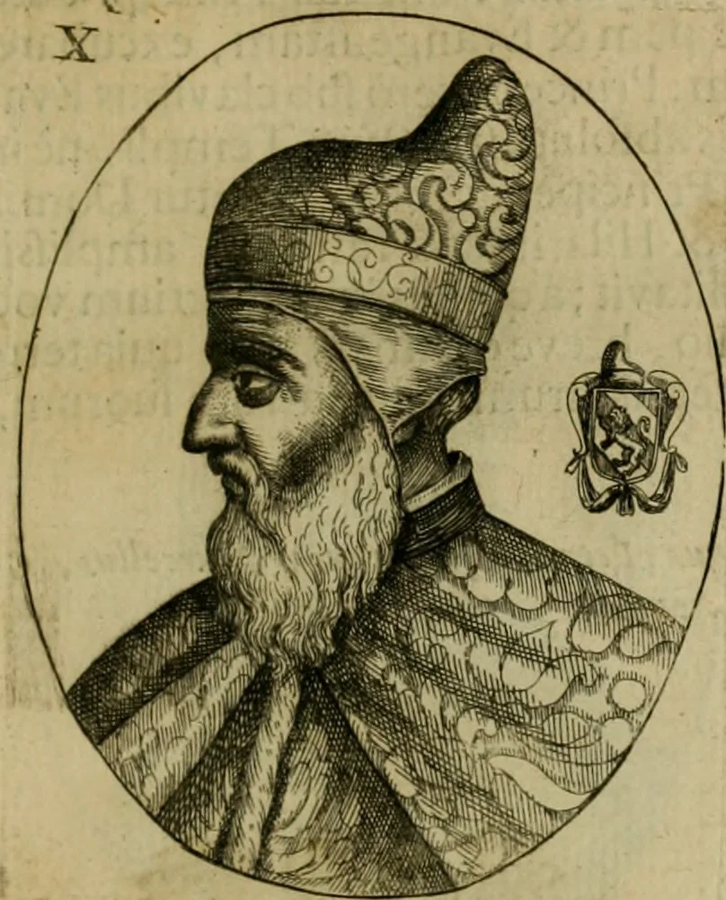 An illustration from Fasti ducales ab Anafesto I. ad Silvestrum Valerium Venetorum ducem : cum eorum iconibus, insignibus, nummismatibus publicis, & privatis aere sculptis : inscriptionibus ex aula M. Consilii, ac sepulchralibus : adiectae sunt adnotationes, ad vitam cuiusque principis, rerum, quae omissae fuerant, 1696, leaf 34
