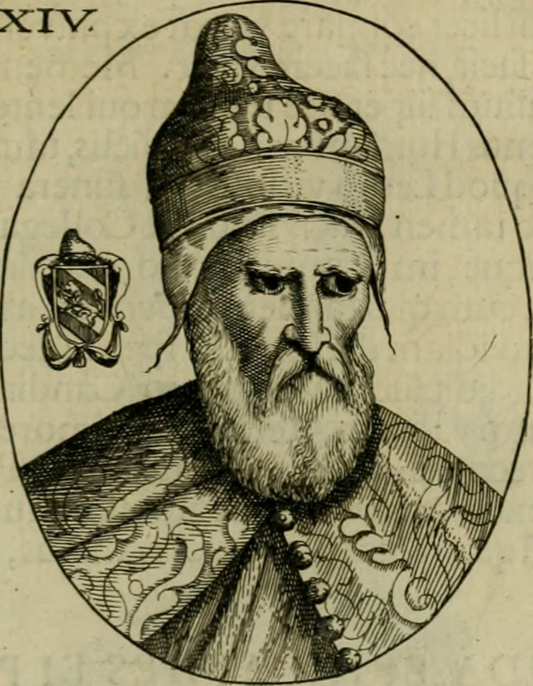 An illustration from Fasti ducales ab Anafesto I. ad Silvestrum Valerium Venetorum ducem : cum eorum iconibus, insignibus, nummismatibus publicis, & privatis aere sculptis : inscriptionibus ex aula M. Consilii, ac sepulchralibus : adiectae sunt adnotationes, ad vitam cuiusque principis, rerum, quae omissae fuerant, 1696, leaf 42