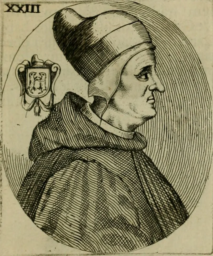 An illustration from Fasti ducales ab Anafesto I. ad Silvestrum Valerium Venetorum ducem : cum eorum iconibus, insignibus, nummismatibus publicis, & privatis aere sculptis : inscriptionibus ex aula M. Consilii, ac sepulchralibus : adiectae sunt adnotationes, ad vitam cuiusque principis, rerum, quae omissae fuerant, 1696, leaf 60