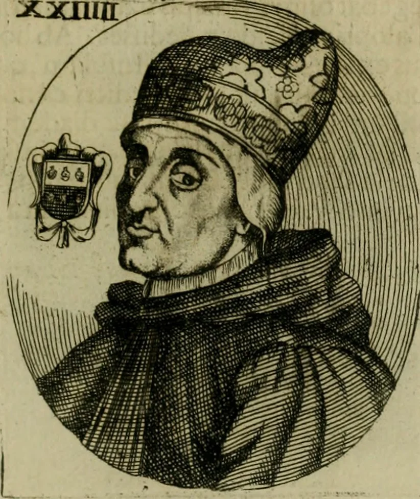 An illustration from Fasti ducales ab Anafesto I. ad Silvestrum Valerium Venetorum ducem : cum eorum iconibus, insignibus, nummismatibus publicis, & privatis aere sculptis : inscriptionibus ex aula M. Consilii, ac sepulchralibus : adiectae sunt adnotationes, ad vitam cuiusque principis, rerum, quae omissae fuerant, 1696, leaf 64