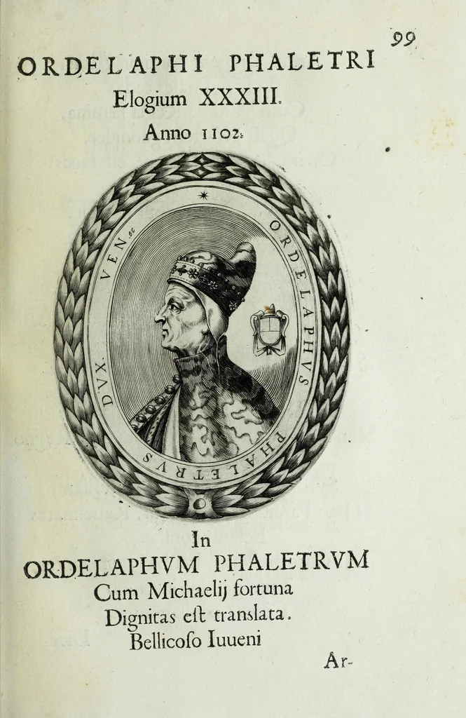 An illustration from Ducalis regiae lararium, siue, Ser[enisi]m[a]e Reipu. Venetae principu[m] omniu[m] icones : vsque ad serenisimu[m] Ioannem Pisaurum, qui nunc reru[m] feliciter potitur, elogia P.D. Leonis Matinae .., 1659, leaf 129