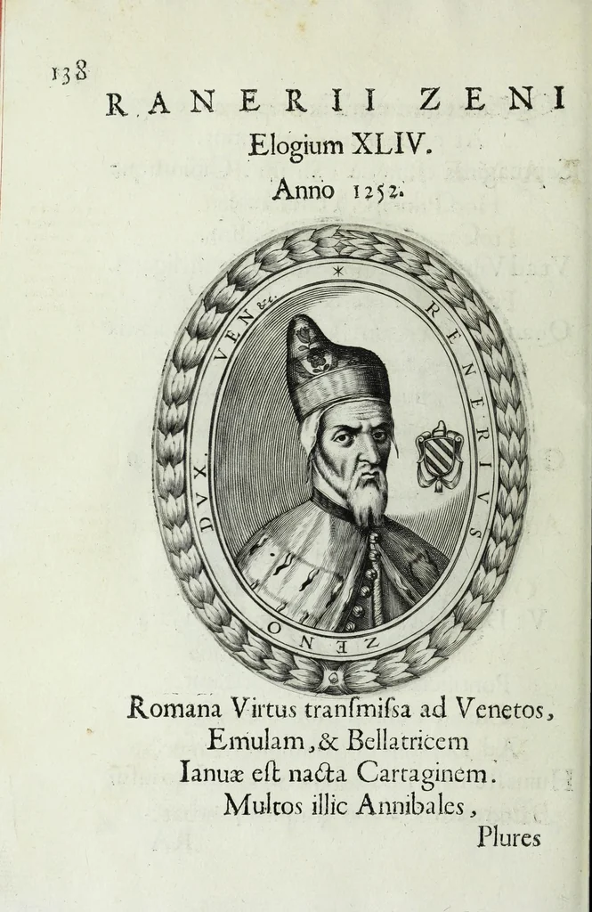 An illustration from Ducalis regiae lararium, siue, Ser[enisi]m[a]e Reipu. Venetae principu[m] omniu[m] icones : vsque ad serenisimu[m] Ioannem Pisaurum, qui nunc reru[m] feliciter potitur, elogia P.D. Leonis Matinae .., 1659, leaf 168