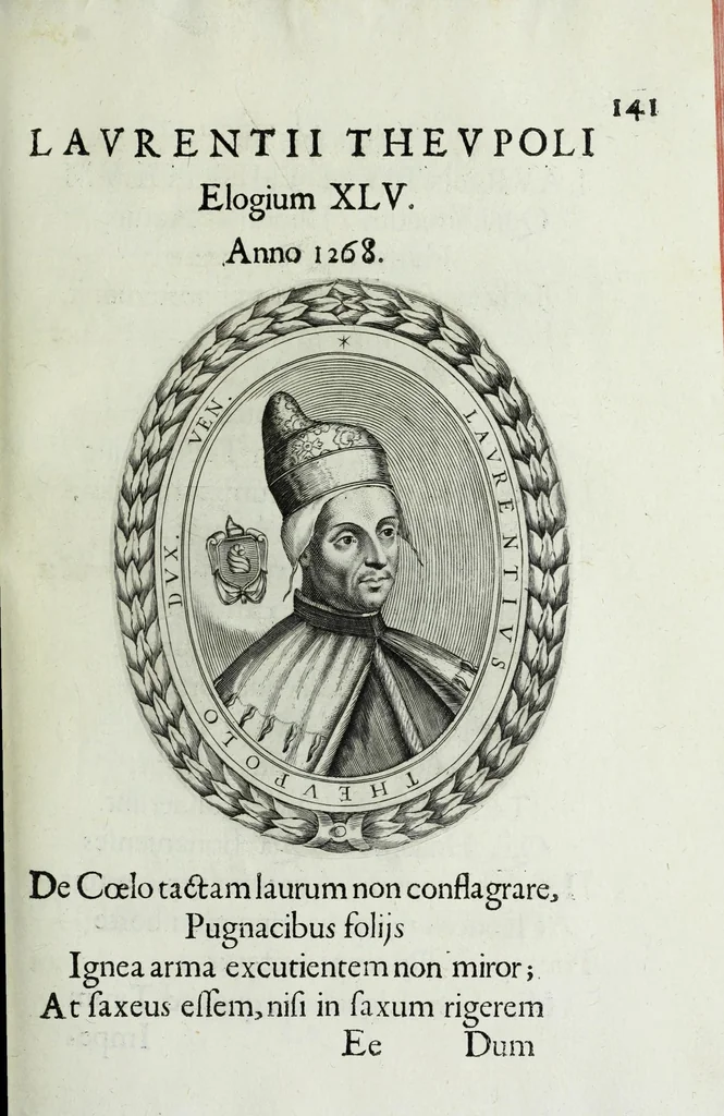 An illustration from Ducalis regiae lararium, siue, Ser[enisi]m[a]e Reipu. Venetae principu[m] omniu[m] icones : vsque ad serenisimu[m] Ioannem Pisaurum, qui nunc reru[m] feliciter potitur, elogia P.D. Leonis Matinae .., 1659, leaf 171