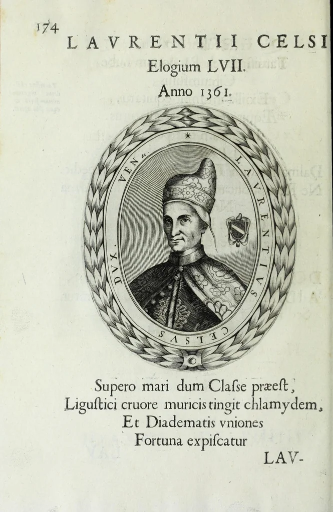 An illustration from Ducalis regiae lararium, siue, Ser[enisi]m[a]e Reipu. Venetae principu[m] omniu[m] icones : vsque ad serenisimu[m] Ioannem Pisaurum, qui nunc reru[m] feliciter potitur, elogia P.D. Leonis Matinae .., 1659, leaf 204