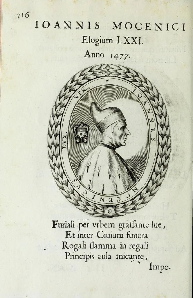An illustration from Ducalis regiae lararium, siue, Ser[enisi]m[a]e Reipu. Venetae principu[m] omniu[m] icones : vsque ad serenisimu[m] Ioannem Pisaurum, qui nunc reru[m] feliciter potitur, elogia P.D. Leonis Matinae .., 1659, leaf 246