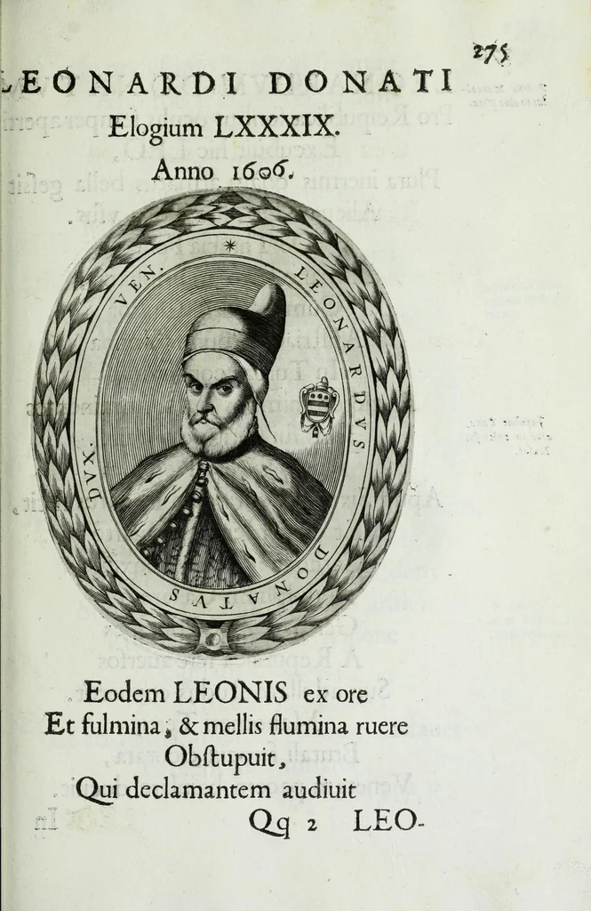 An illustration from Ducalis regiae lararium, siue, Ser[enisi]m[a]e Reipu. Venetae principu[m] omniu[m] icones : vsque ad serenisimu[m] Ioannem Pisaurum, qui nunc reru[m] feliciter potitur, elogia P.D. Leonis Matinae .., 1659, leaf 305
