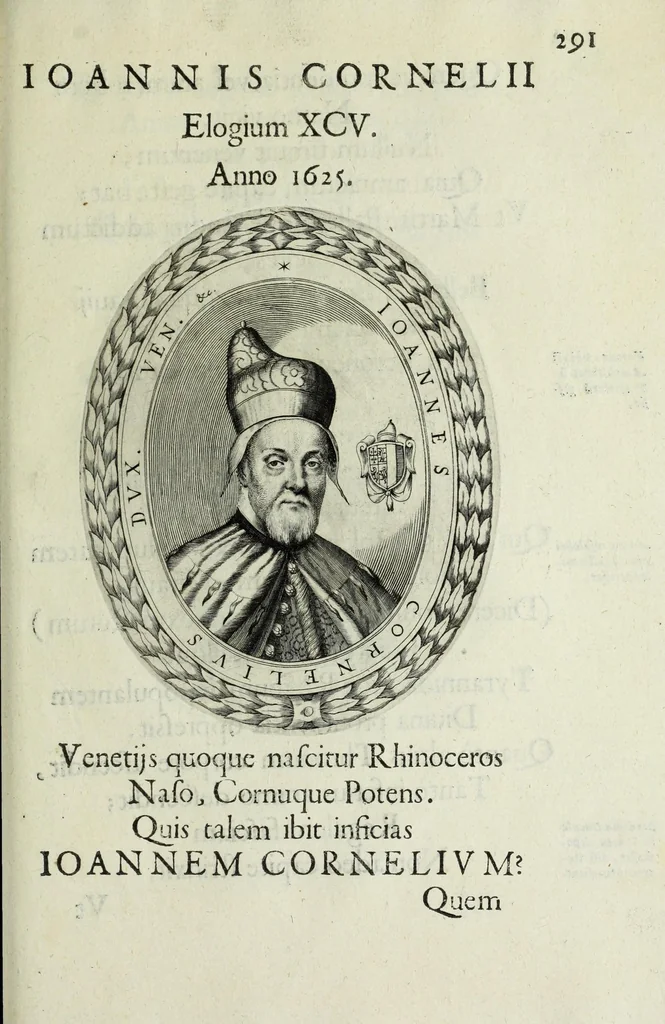 An illustration from Ducalis regiae lararium, siue, Ser[enisi]m[a]e Reipu. Venetae principu[m] omniu[m] icones : vsque ad serenisimu[m] Ioannem Pisaurum, qui nunc reru[m] feliciter potitur, elogia P.D. Leonis Matinae .., 1659, leaf 321