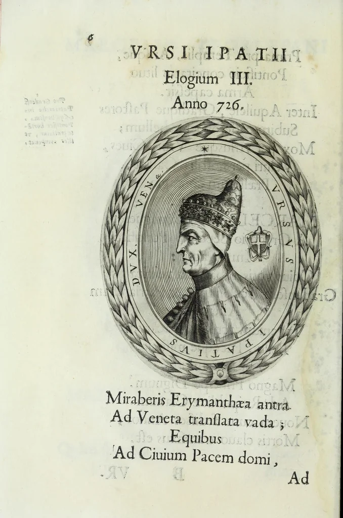 An illustration from Ducalis regiae lararium, siue, Ser[enisi]m[a]e Reipu. Venetae principu[m] omniu[m] icones : vsque ad serenisimu[m] Ioannem Pisaurum, qui nunc reru[m] feliciter potitur, elogia P.D. Leonis Matinae .., 1659, leaf 36