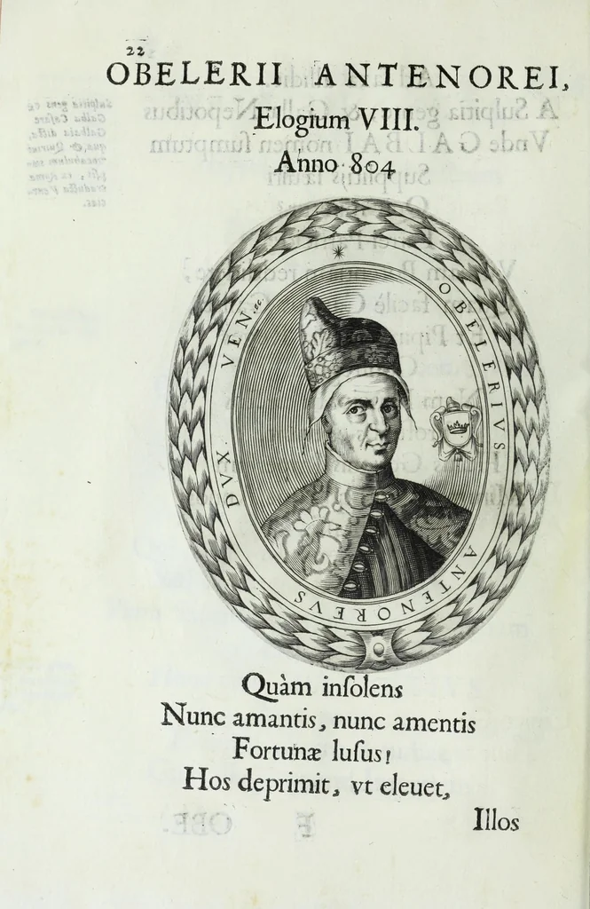 An illustration from Ducalis regiae lararium, siue, Ser[enisi]m[a]e Reipu. Venetae principu[m] omniu[m] icones : vsque ad serenisimu[m] Ioannem Pisaurum, qui nunc reru[m] feliciter potitur, elogia P.D. Leonis Matinae .., 1659, leaf 52