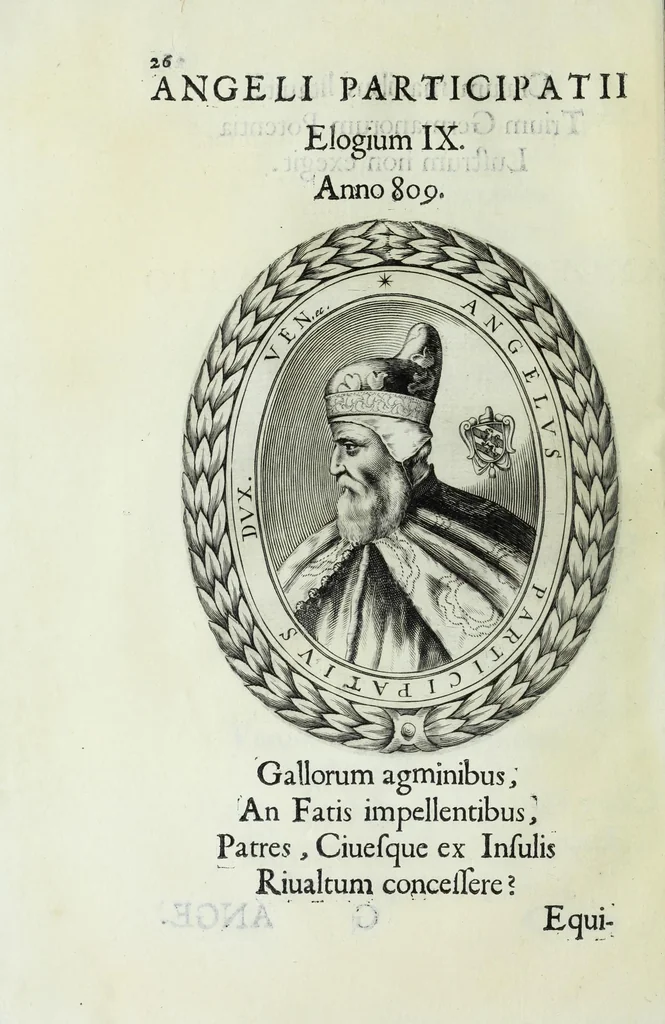 An illustration from Ducalis regiae lararium, siue, Ser[enisi]m[a]e Reipu. Venetae principu[m] omniu[m] icones : vsque ad serenisimu[m] Ioannem Pisaurum, qui nunc reru[m] feliciter potitur, elogia P.D. Leonis Matinae .., 1659, leaf 56