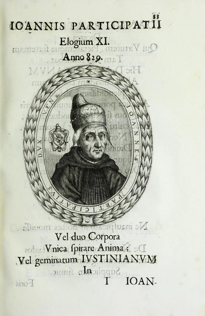 An illustration from Ducalis regiae lararium, siue, Ser[enisi]m[a]e Reipu. Venetae principu[m] omniu[m] icones : vsque ad serenisimu[m] Ioannem Pisaurum, qui nunc reru[m] feliciter potitur, elogia P.D. Leonis Matinae .., 1659, leaf 63