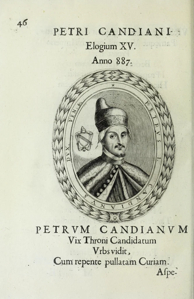 An illustration from Ducalis regiae lararium, siue, Ser[enisi]m[a]e Reipu. Venetae principu[m] omniu[m] icones : vsque ad serenisimu[m] Ioannem Pisaurum, qui nunc reru[m] feliciter potitur, elogia P.D. Leonis Matinae .., 1659, leaf 76