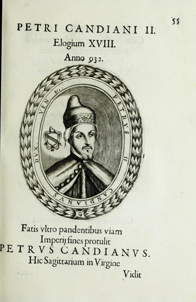 An illustration from Ducalis regiae lararium, siue, Ser[enisi]m[a]e Reipu. Venetae principu[m] omniu[m] icones : vsque ad serenisimu[m] Ioannem Pisaurum, qui nunc reru[m] feliciter potitur, elogia P.D. Leonis Matinae .., 1659, leaf 85