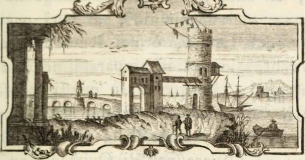 An illustration from Due ragionamenti del dottore Lodovico Coltellini agli accademici etruschi di Cortona sopra quattro superbi bronzi antichi e due in specie, un creduto candelabro cioè, ed una statuetta puerile, con inscrizioni etrusche molto particolari, trovati di fresco nei contorni di detta città edizione arricchita di tavole in rame .., 1750, leaf 16