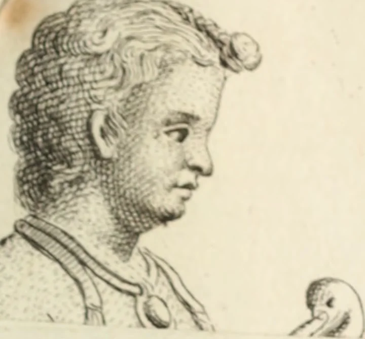 An illustration from Due ragionamenti del dottore Lodovico Coltellini agli accademici etruschi di Cortona sopra quattro superbi bronzi antichi e due in specie, un creduto candelabro cioè, ed una statuetta puerile, con inscrizioni etrusche molto particolari, trovati di fresco nei contorni di detta città edizione arricchita di tavole in rame .., 1750, leaf 184